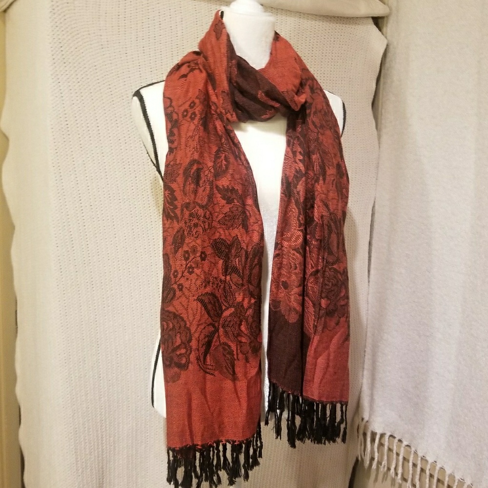 Hand Woven Brown & Pink Pashmina Wrap Scarf